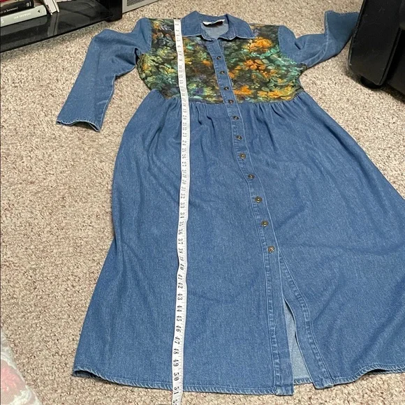 Vintage 90s Denim long sleeve Women's button front Dress- like new - Picture 9 of 10